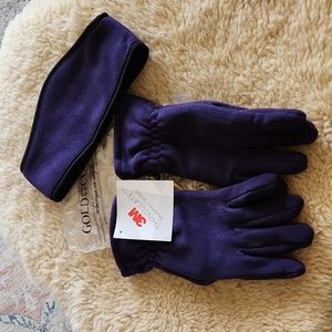 NWT Gold Coast 3M Thinsulate Purple Fleece Winter Gloves & Ear Warmer Set 💜